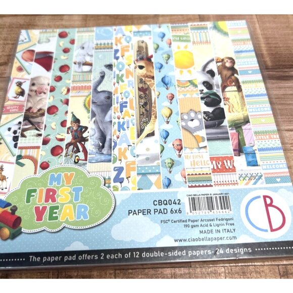 My First Year 6x6 Paper Pad 24 Double-Sided Sheets Baby-Themed Designs CBQ042 - Picture 1 of 3